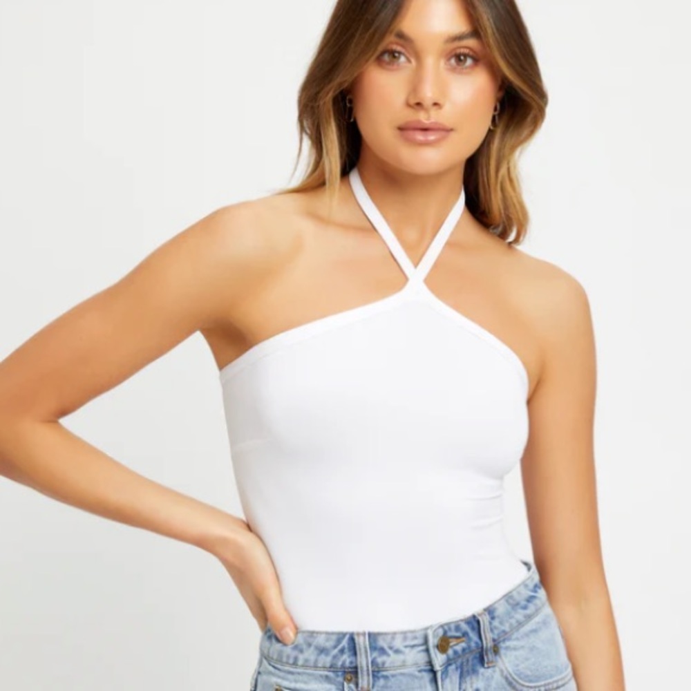 White cross bodysuit